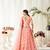 Pink Embroidery & Stone Work Net Semi Stitched Lehenga Set