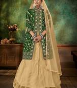 Green Embroidery & Stone Work Net Semi Stitched Lehenga Set