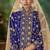 Blue Embroidery & Stone Work Net Semi Stitched Lehenga Set