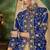 Blue Embroidery & Stone Work Net Semi Stitched Lehenga Set