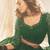 Green Embroidered & Stone Work Net Semi Stitched Lehenga Set