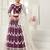 Wine Embroidered & Sequins Net Semi Stitched Lehenga Set
