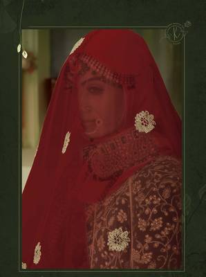 Maroon Embroidered & Stone Sequins Velvet Semi Stitched Lehenga Set 3