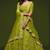 Olive Green Thread Embroidered & Sequins Silk Blend Semi Stitched Lehenga Set