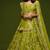 Olive Green Thread Embroidered & Sequins Silk Blend Semi Stitched Lehenga Set