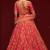 Coral Thread Embroidered & Sequins Silk Blend Semi Stitched Lehenga Set