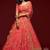 Coral Thread Embroidered & Sequins Silk Blend Semi Stitched Lehenga Set