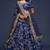 Blue Thread Embroidered & Sequins Silk Blend Semi Stitched Lehenga Set