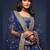 Blue Thread Embroidered & Sequins Silk Blend Semi Stitched Lehenga Set