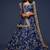 Blue Thread Embroidered & Sequins Silk Blend Semi Stitched Lehenga Set