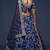 Blue Thread Embroidered & Sequins Silk Blend Semi Stitched Lehenga Set