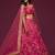 Pink Thread Embroidered & Sequins Silk Blend Semi Stitched Lehenga Set