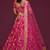Pink Thread Embroidered & Sequins Silk Blend Semi Stitched Lehenga Set