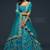 Blue Thread Embroidered & Sequins Silk Blend Semi Stitched Lehenga Set