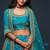 Blue Thread Embroidered & Sequins Silk Blend Semi Stitched Lehenga Set