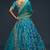Blue Thread Embroidered & Sequins Silk Blend Semi Stitched Lehenga Set