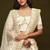 Off White Thread Embroidered & Sequins Silk Blend Semi Stitched Lehenga Set