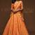 Orange Thread Embroidered & Sequins Silk Blend Semi Stitched Lehenga Set