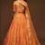 Orange Thread Embroidered & Sequins Silk Blend Semi Stitched Lehenga Set