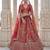 Red Designer Embroidery With Hand Work Silk Blend Semi Stitched Lehenga Set