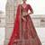 Red Designer Embroidery With Hand Work Silk Blend Semi Stitched Lehenga Set