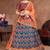 Blue Stone Embroidered & Sequins Silk Blend Semi Stitched Lehenga Set