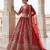 Red Designer Embroidery With Hand Work Silk Blend Semi Stitched Lehenga Set