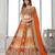 Orange Designer Embroidery With Hand Work Silk Blend Semi Stitched Lehenga Set