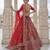 Red Designer Embroidery With Hand Work Silk Blend Semi Stitched Lehenga Set