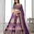 Purple Designer Embroidery With Hand Work Silk Blend Semi Stitched Lehenga Set