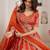 Orange Designer Embroidery With Hand Work Silk Blend Semi Stitched Lehenga Set