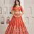 Orange Designer Embroidery With Hand Work Silk Blend Semi Stitched Lehenga Set