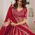 Red Designer Embroidery With Hand Work Silk Blend Semi Stitched Lehenga Set