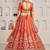 Orange Designer Embroidery With Hand Work Silk Blend Semi Stitched Lehenga Set