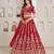 Red Designer Embroidery With Hand Work Silk Blend Semi Stitched Lehenga Set