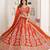 Orange Designer Embroidery With Hand Work Silk Blend Semi Stitched Lehenga Set