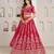 Rani Pink Designer Embroidery With Hand Work Silk Blend Semi Stitched Lehenga Set