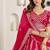 Rani Pink Designer Embroidery With Hand Work Silk Blend Semi Stitched Lehenga Set