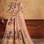 Peach Print Embroidered & Stone Work Silk Blend Semi Stitched Lehenga Set