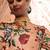 Peach Print Embroidered & Stone Work Silk Blend Semi Stitched Lehenga Set