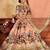 Peach Print Embroidered & Stone Work Silk Blend Semi Stitched Lehenga Set