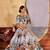 Lavender Print Embroidered & Stone Work Silk Blend Semi Stitched Lehenga Set