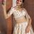 Cream Designer Embroidery With Hand Work Silk Blend Semi Stitched Lehenga Set