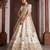 Cream Designer Embroidery With Hand Work Silk Blend Semi Stitched Lehenga Set