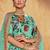 Tourquise Print Embroidered & Stone Work Silk Blend Semi Stitched Lehenga Set