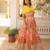 Yellow Rich Digital Printed With Foil Embroidery Work Blended Cotton Semi Stitched Lehenga Set