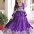 Purple Multi Thread Embroidery Zari Sequins-Work Blended Cotton Semi Stitched Lehenga Set