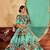 Tourquise Print Embroidered & Stone Work Silk Blend Semi Stitched Lehenga Set