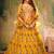 Yellow Embroidered Sequins & Print Organza Semi Stitched Lehenga Set