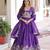 Purple Multi Thread Embroidery Zari Sequins-Work Blended Cotton Semi Stitched Lehenga Set